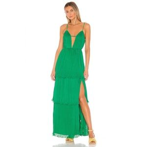 House of Harlow 1960 x Revolve Ramiro Tiered Midi Dress in Kelly Green